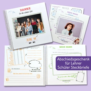 Abschiedsgeschenk Lehrerin Grundschule, selbst gestaltetes Erinnerungsbuch mit Steckbriefen der Schüler, Erinnerungsbuch für Lehrer Erzieher