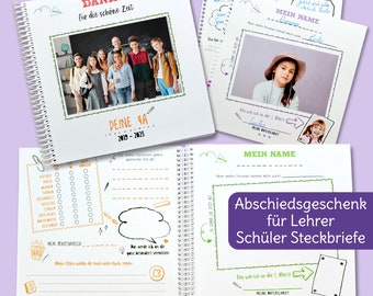 Abschiedsgeschenk Lehrerin Grundschule, selbst gestaltetes Erinnerungsbuch mit Steckbriefen der Schüler, Erinnerungsbuch für Lehrer Erzieher