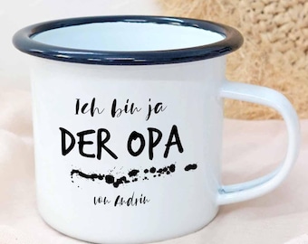 Taza para abuelo, personalizada | Taza de esmalte Día del Padre | Taza de café impresa con nombre y frase | Regalo del día del padre | El mejor abuelo