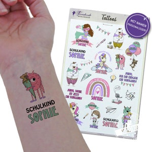 Regalo per l'iscrizione alla scuola di tatuaggi per bambini, ragazza personalizzato con nome, per il cono della scuola, tatuaggi temporanei, tatuaggio trasferibile, regalino per le feste, inizio della scuola