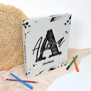 Cartella porta-certificati personalizzata con nome e testo personalizzato, cartella porta-documenti personalizzata per certificati, raccoglitore ad anelli A4, regalo per il ritorno a scuola