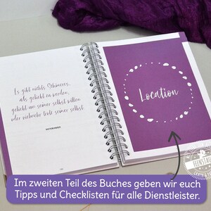 Libro de planificación de bodas personalizado, planificador de bodas alemán con muchas listas de verificación, consejos, incluida una biblioteca en línea, con nombres y fecha imagen 7