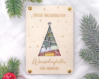 Regalo di Natale personalizzato in denaro | Portadesideri in legno con testo personalizzato
