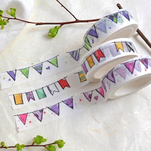 Washi Tape Wimpel | buntes Klebeband für Alben, Gästebücher Scrapbooking | guthaftend | in verschiedenen Farben | Bastelzubehör Geburtstag