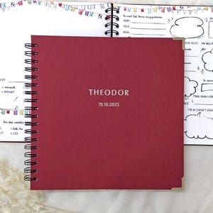 Verjaardagsgastenboek | grappige vragen voor gasten om in te vullen | gepersonaliseerde linnen boekomslag met naam | Embossing goud zilver