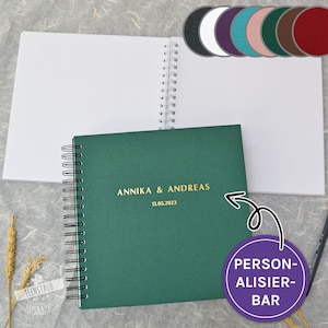 Libro degli ospiti per matrimonio, copertina in lino, goffrato in oro o argento, vuoto per incollare biglietti del libro degli ospiti e foto, personalizzabile