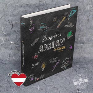 Personalized certificate folder with name and desired text, document folder for certificates, A4 ring binder, gift for the start of school, school enrollment