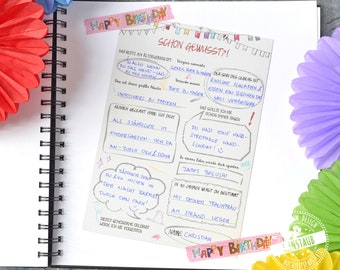 Guest book alternative for birthday, guest book cards with funny questions for guests to fill out, birthday gift, 30x A5