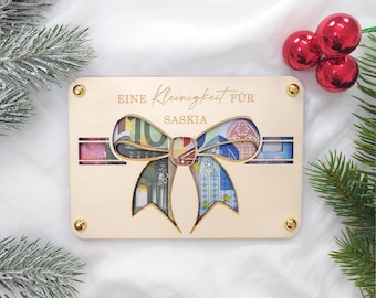 Salvadanaio in legno personalizzato con nome esaudisci desideri di Natale |