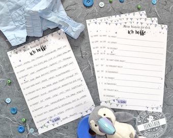 Christening guest book cards to fill out, christening guest book with good wishes for the baby, I hope you will, wishes for the future, guest book idea (blue)