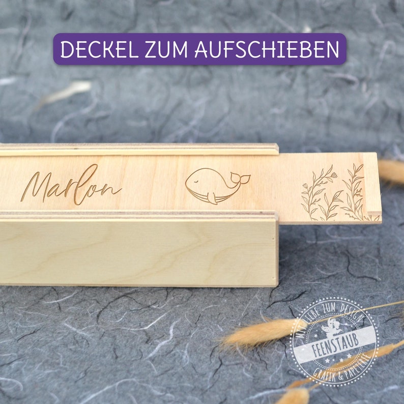 Personalisierte Box aus Holz, Taufkerzenbox, Geschenk Taufe