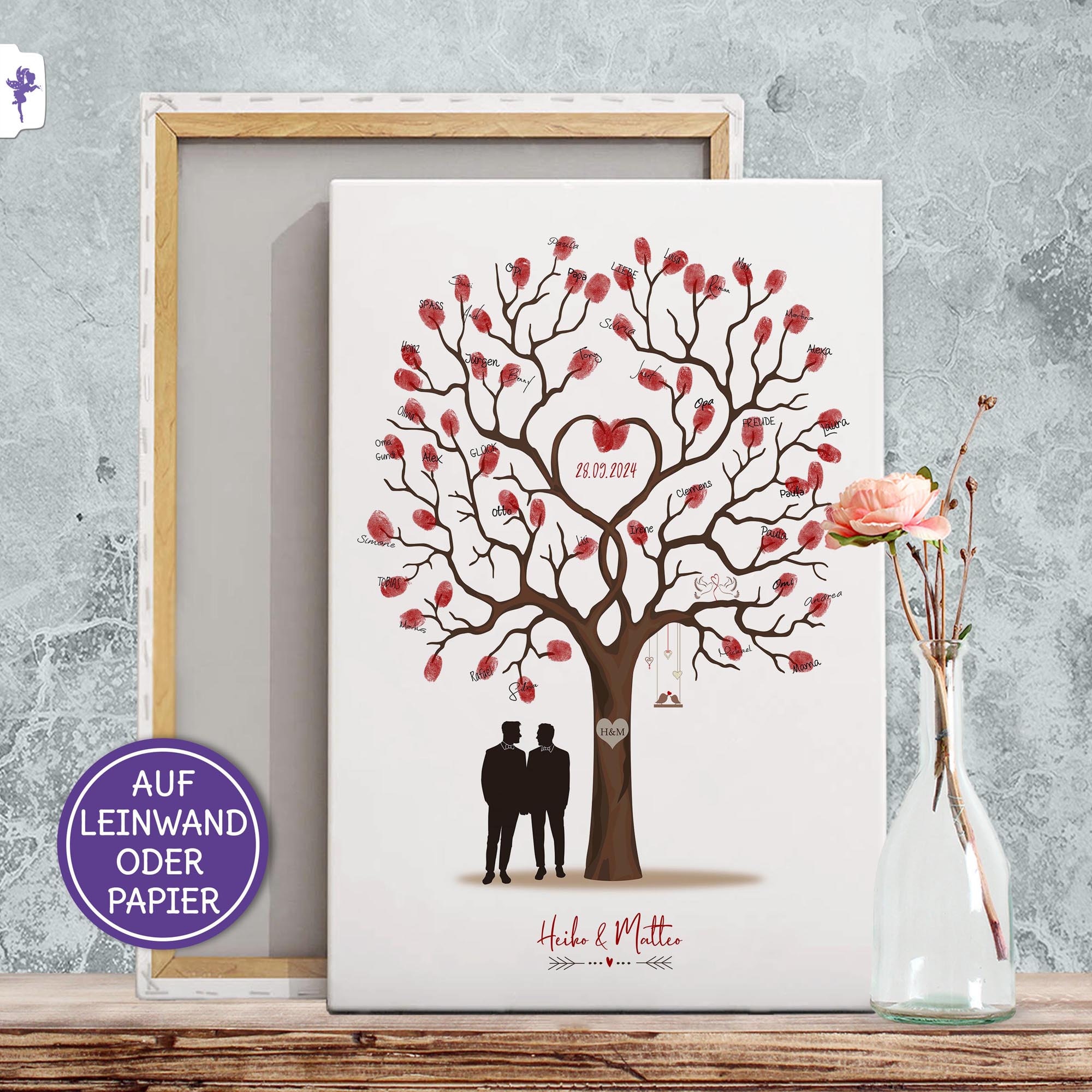 Fingerabdruck-Hochzeitsbaum Leinwand – Personalisierbare Alternative Zum Gästebuch