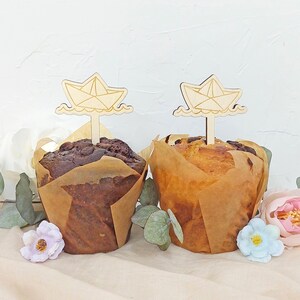 Decorazioni per muffin per la comunione in legno | Decorazioni per torte a forma di barca | Decorazioni per torte a forma di barca (4 pezzi) | Decorazioni per torte in legno per il battesimo | Decorazioni per muffin per la cresima | Decorazione per torte