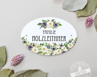 Targa personalizzata per porta famiglia, targhetta con nome per porta d'ingresso, targa ovale per porta d'ingresso con nome, targa per famiglia, targhette con nome per porta rose