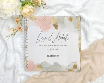 Libro degli ospiti personalizzato per matrimonio con raccoglitore ad anelli | album fotografico vuoto per incollare biglietti e foto | libro dei ricordi con nomi e data