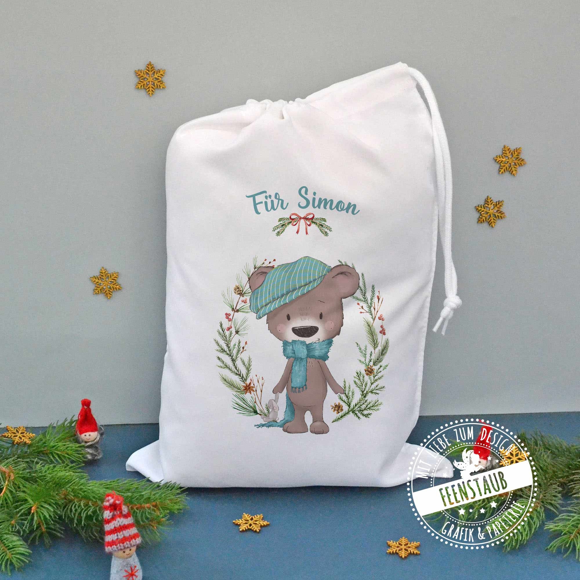 Natale Candy Bag 1 sacchetto di diametro inferiore 13cm Flanella Altezza 15CM sacchetto di velluto 