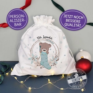 Kerstmantas gepersonaliseerd met naam, alternatief voor een kerstsok, cadeauverpakking voor Kerstmis, kersttas