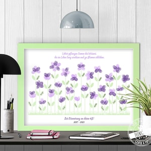 Fingerabdruck Prints Abschied von Kindergarten Erzieherin Vorschule personalisierbares Geschenk Blumenwiese, Leinwand für Fingerabdrücke