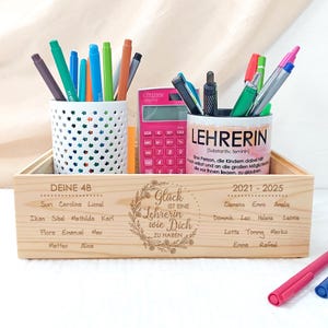 Gravierte Holzkiste | personalisierte Tischbox | Lehrer Abschiedsgeschenk von der Klasse | Geschenkbox mit Gravur | Erzieherin Danke sagen