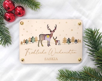 Regalo di Natale personalizzato in denaro | Portadesideri in legno con nome