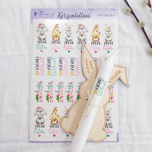 Ostergruß personalisiert mit Namen | Osterkerze Verpackung mit Gravur | Ostergeschenk aus Holz | Osterhase mit Namen | Geschenkverpackung