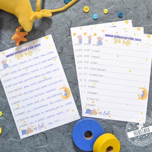 Baby Shower, Baby Shower Guest Book Cards to Fill In, Happy Baby Wishes, I Hope You Will, Future Baby Album Wishes Bear
