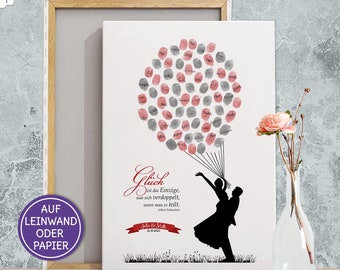 Weddingtree Couple in Love, Wedding Guest Book, Fingerprint Picture, Personalized on Canvas and Paper, Wedding Gift