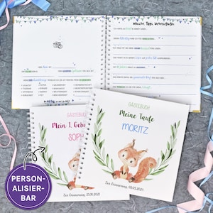 Personalizable guest book for baptism or 1st birthday with pre-printed questions for guests to fill out, souvenir album, baptism gift