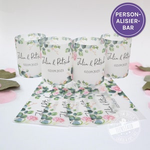 Tischdeko für die Hochzeit Rosen, Windlichthüllen 4er Set, Hochzeitstischdeko, Tischschmuck Hochzeit, personalisierte Windlichter