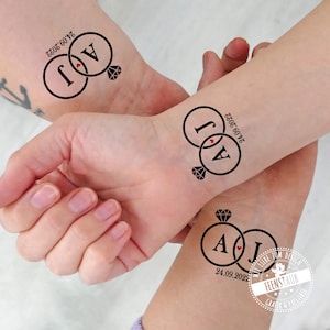 Tattoo for wedding, personalized with bride and groom names and wedding date, temporary adhesive tattoo for all wedding guests, wedding party