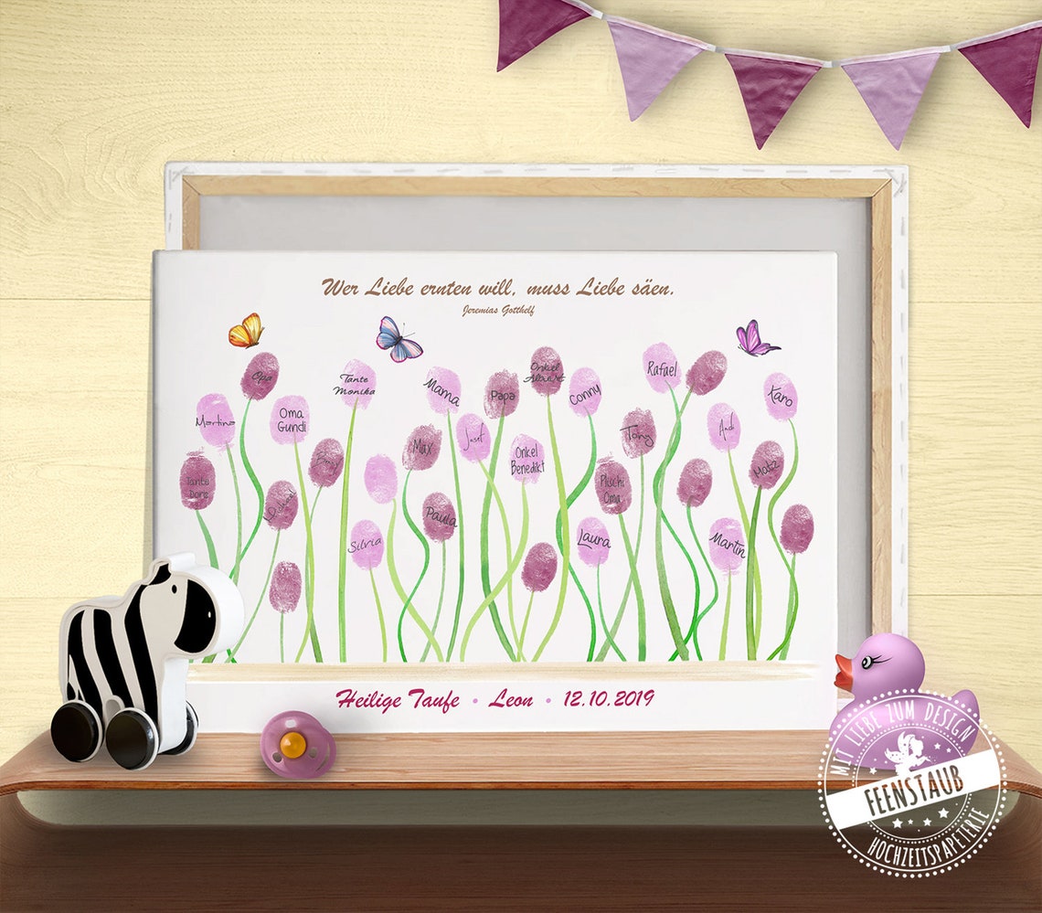 Fingerabdruckbild Blumenwiese Leinwand für Fingerabdrücke Etsy