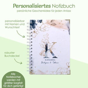Personalisiertes Notizbuch mit Monogramm, A5 Notizbuch mit Spiralbindung
florales Design