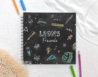 Freundebuch mit Namen personalisiert | Freundebuch Grundschule | Freundschaftsbuch für Schulfreunde | Freundealbum Tafeldesign