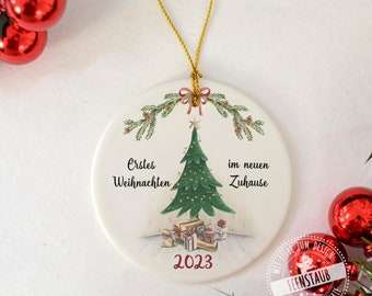 Christmas bauble suitable for house building, Christmas ceramic pendant Christmas tree bauble for new home, first Christmas in new home