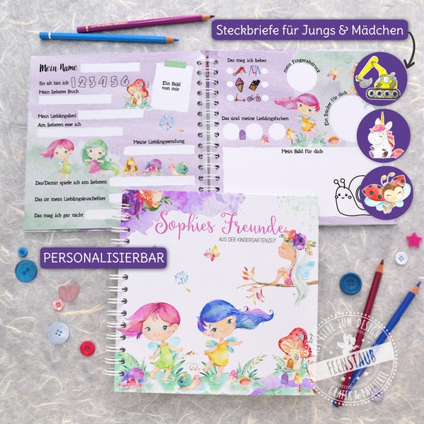 Friends book kindergarten fairy, personalized friendship book for the first friends from the KITA, crèche/kindergarten, friends book