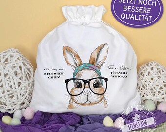 Ostersäckchen personalisiert mit Wunschtext, Ostern Geschenkverpackung, Osterkörbchen Osternest Alternative, Osterhase Stofftasche mit Namen