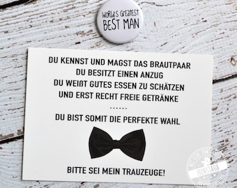 Trauzeuge fragen, Geschenk für Trauzeuge, Karte mit Button, best man, Willst du mein Trauzeuge sein, Trauzeugenkarte lustig