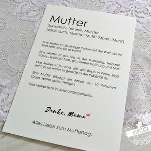 Biglietto per la festa della mamma, biglietto regalo per la festa della mamma, spiegazione dei termini per la mamma, spiegazione del dizionario per la mamma, grazie mamma, buona festa della mamma