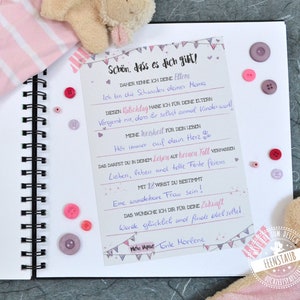 Gästebuch Taufe Karten mit Fragen zum Ausfüllen, Geschenk zur Taufe, Ratschläge, Weisheiten, Wünsche für Baby, Erinnerungen Mädchen rosa
