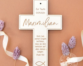 Kreuz Taufe, Kinderkreuz personalisiert mit Namen, Taufgeschenk, Holzkreuz mit Spruch, graviertes Taufkreuz, hl. Taufe Geschenke von Paten