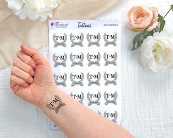 Tattoo für Hochzeit | personalisiert mit Brautpaar Initalien & Hochzeitsdatum | temporäre Klebetattoos für Hochzeitsgäste | Abziehtattoo