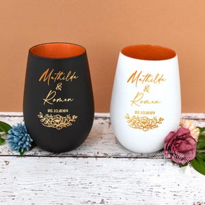 Windlicht personalisiert mit Namen, Teelichthalter Hochzeit, graviertes Windlichtglas mit Spruch und Namen, Hochzeitsdeko, Hochzeitsgeschenk