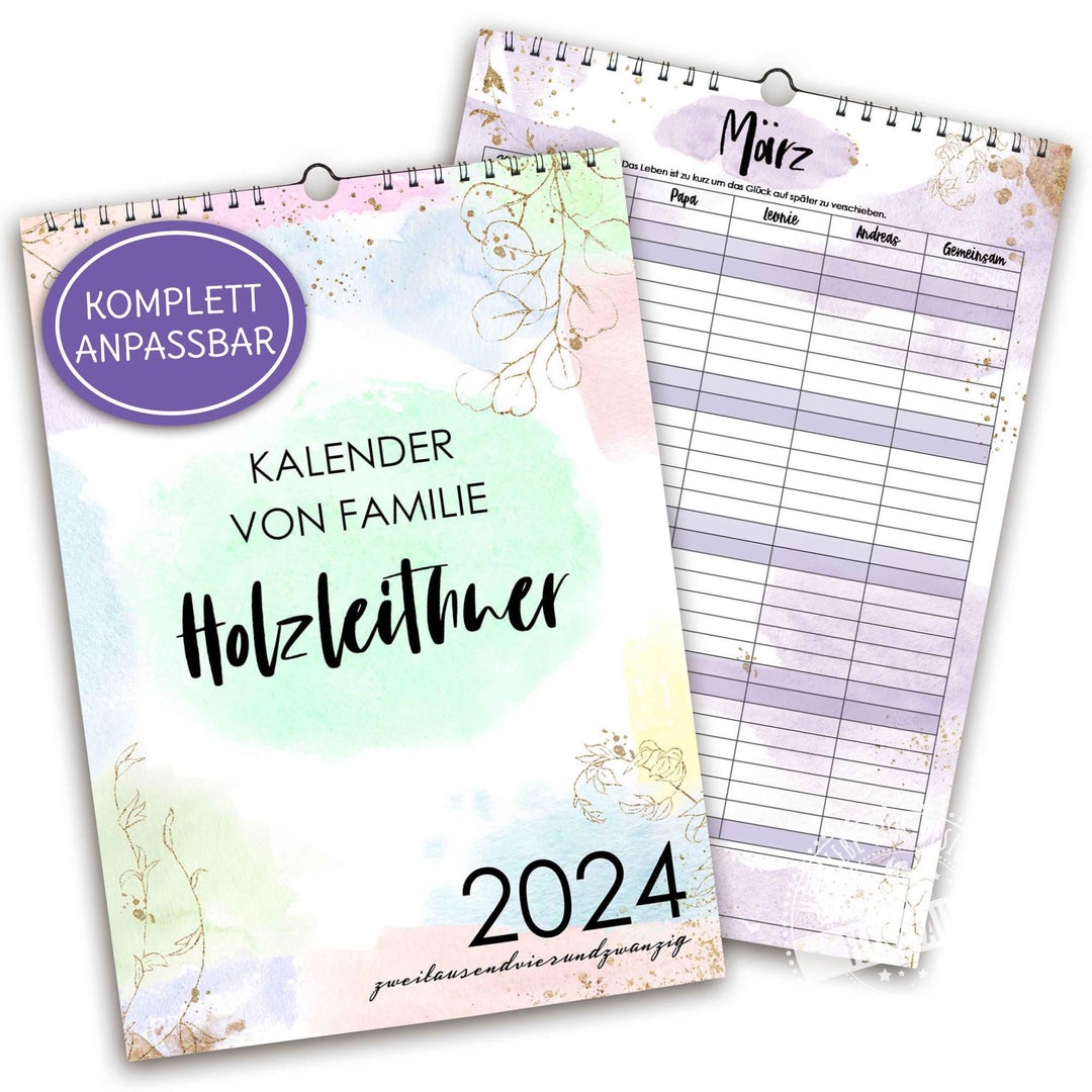 Wall Calendar 2024 Personalized Family Calendar Family Etsy
