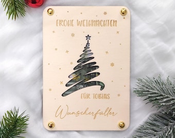 Regalo di Natale in denaro | Portadesideri in legno personalizzato con nome