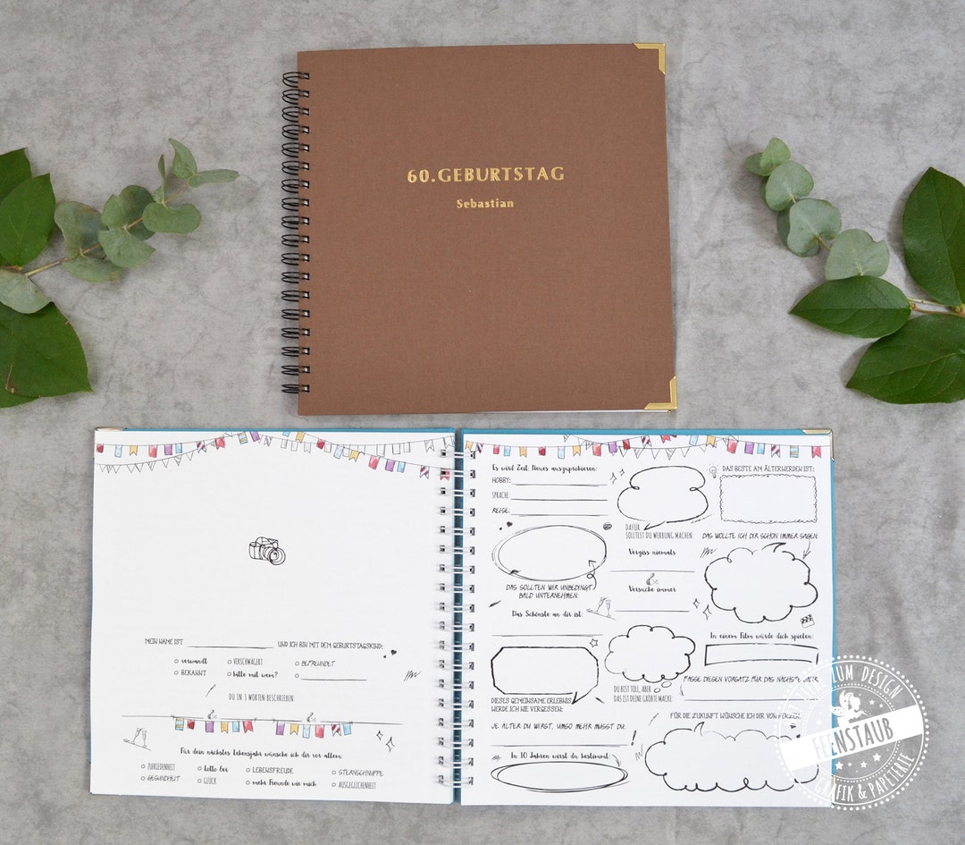 Gästebuch zum Geburtstag mit witzigen Fragen zum Ausfüllen für Gäste