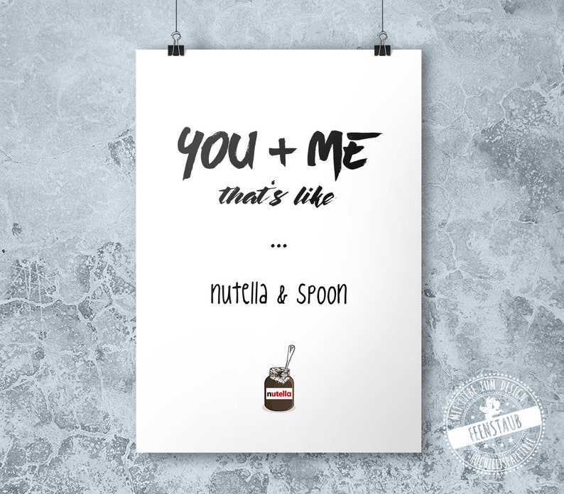 Du und ich wie Nutella und Löffel Spruch wir passen zusammen Etsy