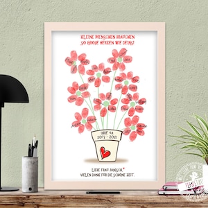 Insegnante educatore regalo d'addio, vaso di fiori prescolare asilo asilo personalizzabile con stampa di impronte digitali, tela, carta