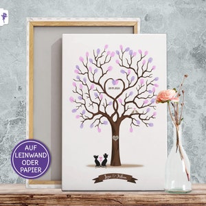 Libro degli ospiti per il matrimonio, albero nuziale Weddingtree, individualmente su tela e carta, regalo di nozze degli invitati al matrimonio dei testimoni dello sposo