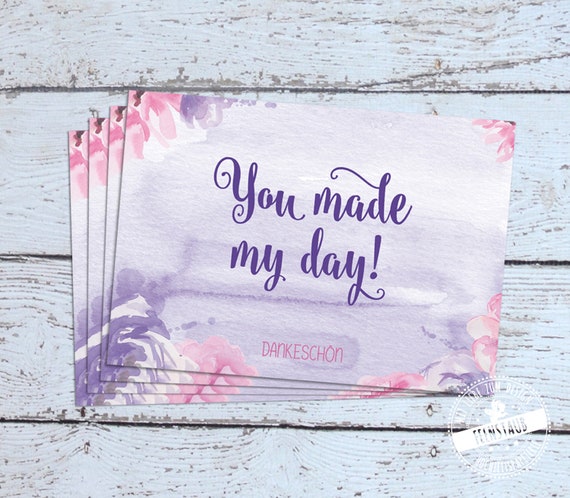 You Made My Day Postkarte 5x Karte Zum Danke Sagen Etsy