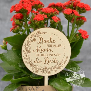 Tappo di fiori in legno, topper personalizzato per torta, regalo per la mamma, tappo per piante, topper per torta con nome, Festa della mamma, Migliore mamma
